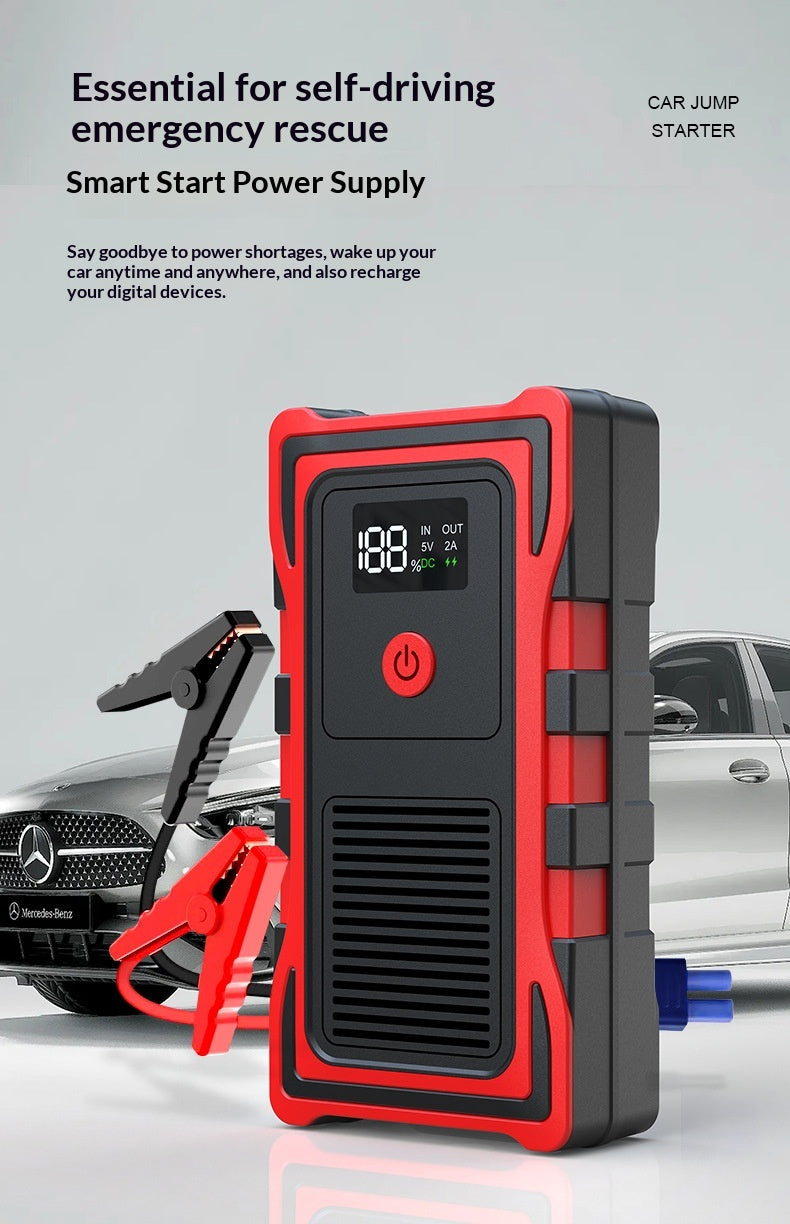 3-in-1 Portable Jump Starter – Air Pump, Power Bank, Emergency Light | 12V