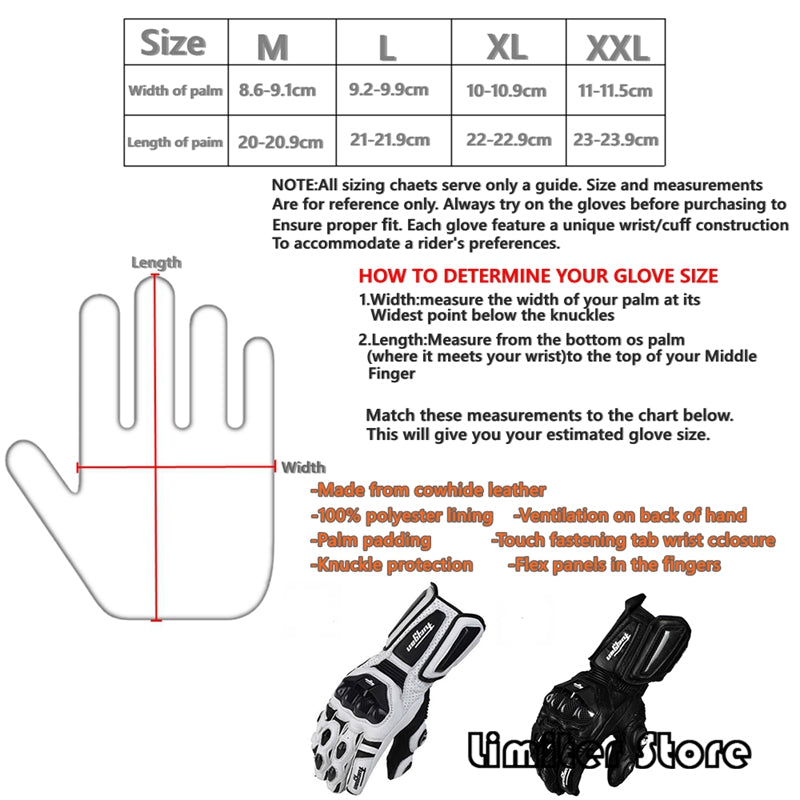 Carbon Fiber Motorcycle Gloves – All-Season, Touch Screen Compatible, Impact Protection