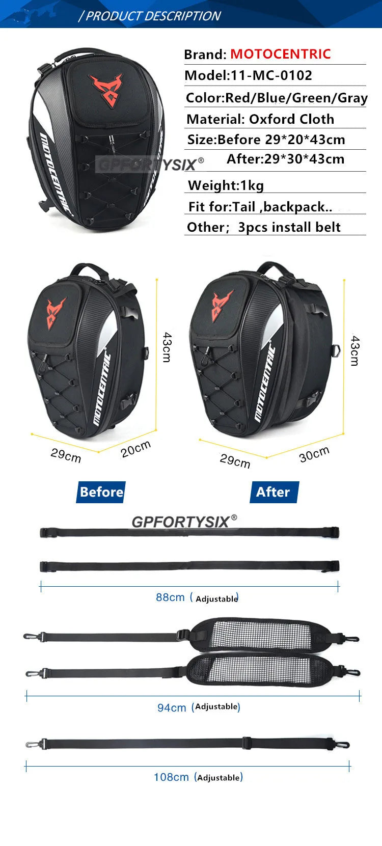 Motocentric Expandable Motorcycle Tail Bag - product image 19