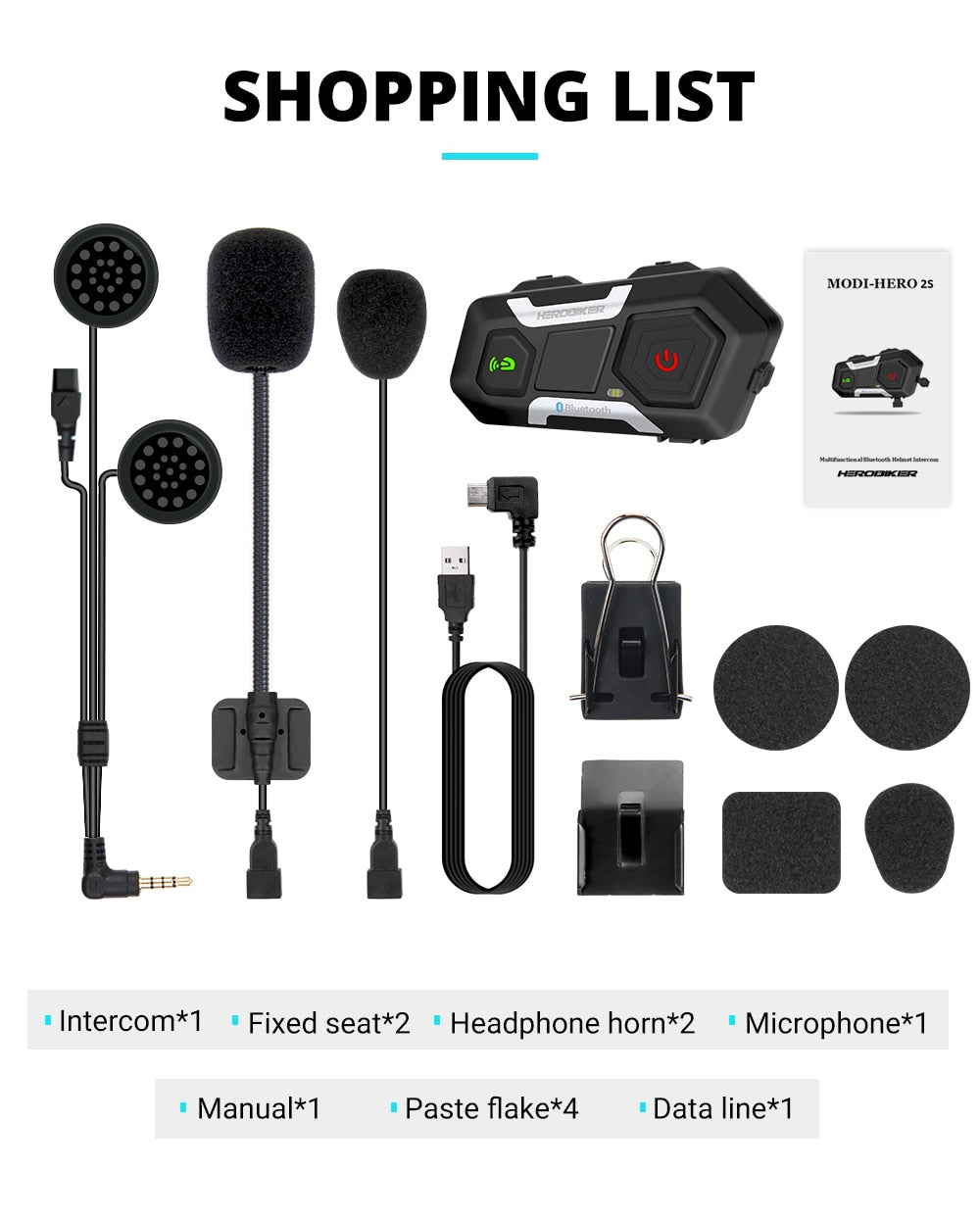 HEROBIKER 1200m Motorcycle Helmet Intercom – Waterproof Bluetooth Headset