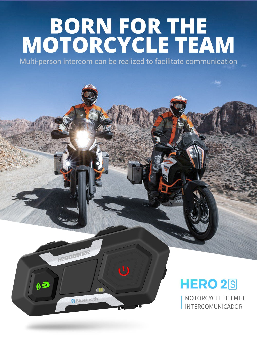 HEROBIKER 1200m Motorradhelm-Gegensprechanlage – Wasserdichtes Bluetooth-Headset