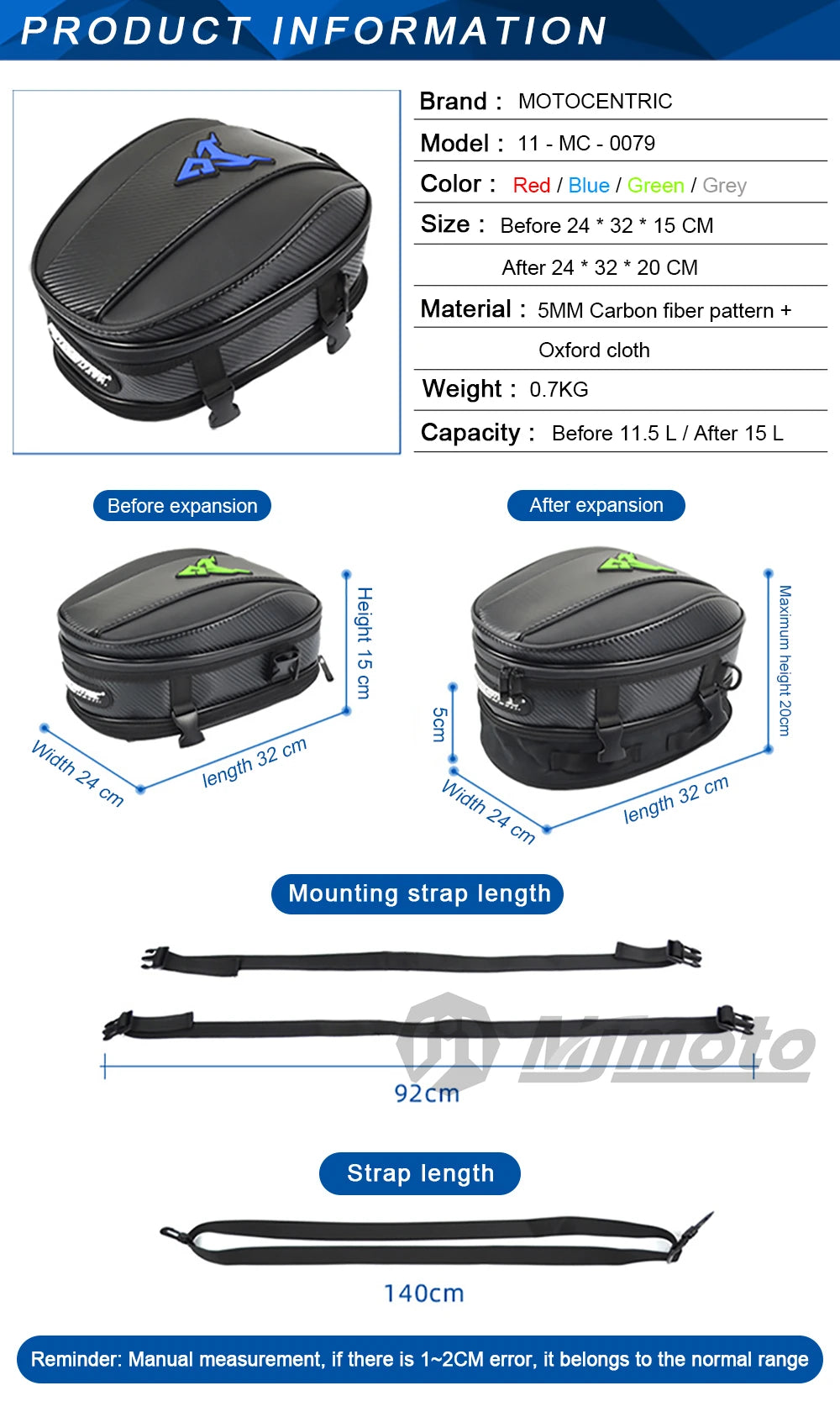Motocentric Expandable Motorcycle Tail Bag - product image 33