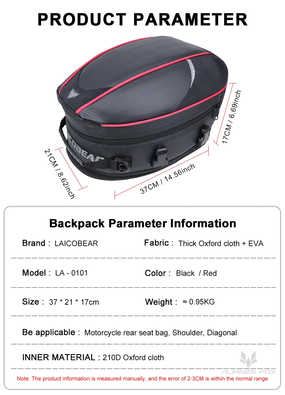 LAICO BEAR Motorcycle Tail Bag LA-0101 - product image 12
