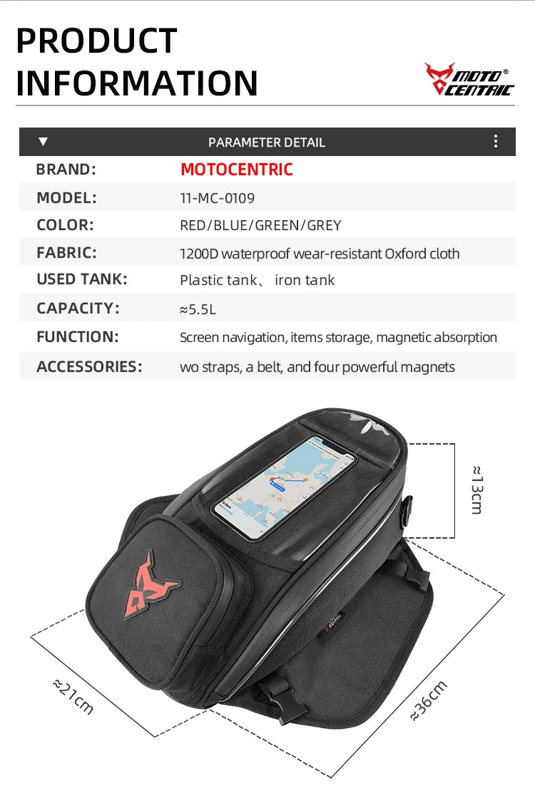 Motorcycle Tank Bag with Touchscreen Phone Window - product image 18