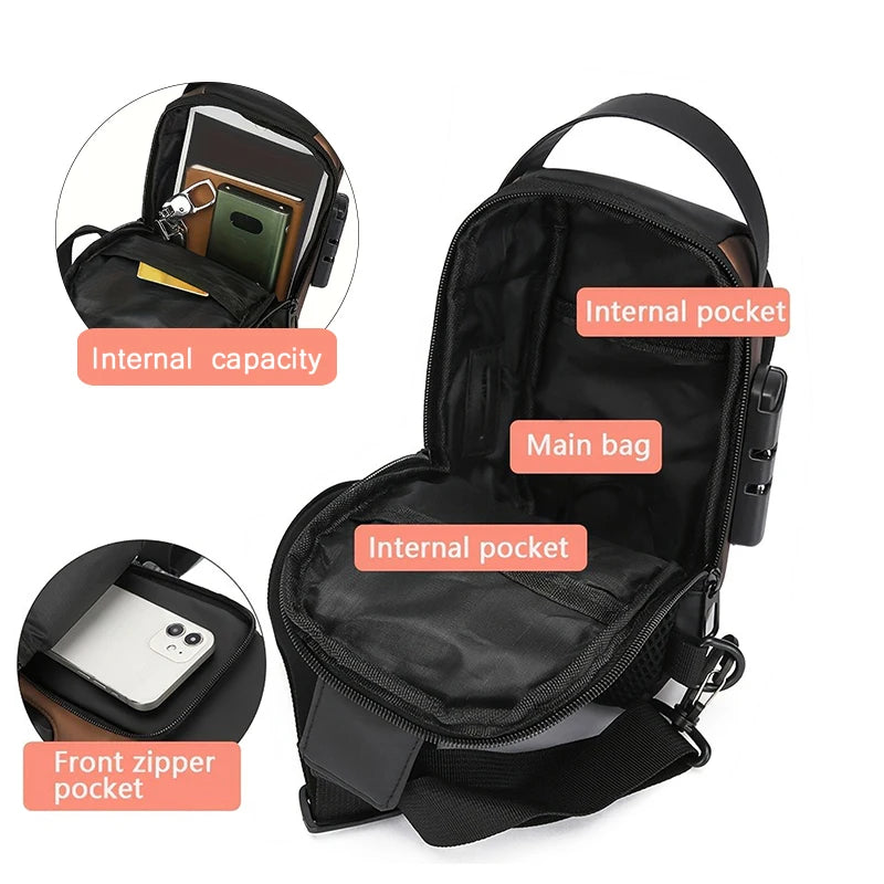 Motorcycle sling bag storage compartments