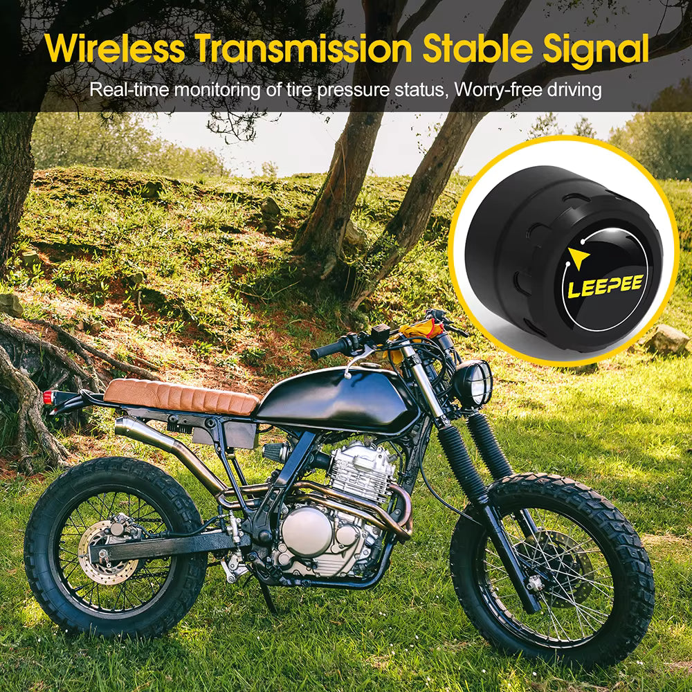 Motorrad TPMS 2 Sensoren Bluetooth 4.0 5.0 Reifendrucküberwachungssystem Pit Bike Reifenprüfer Diagnose-Set Motorrad Zubehör