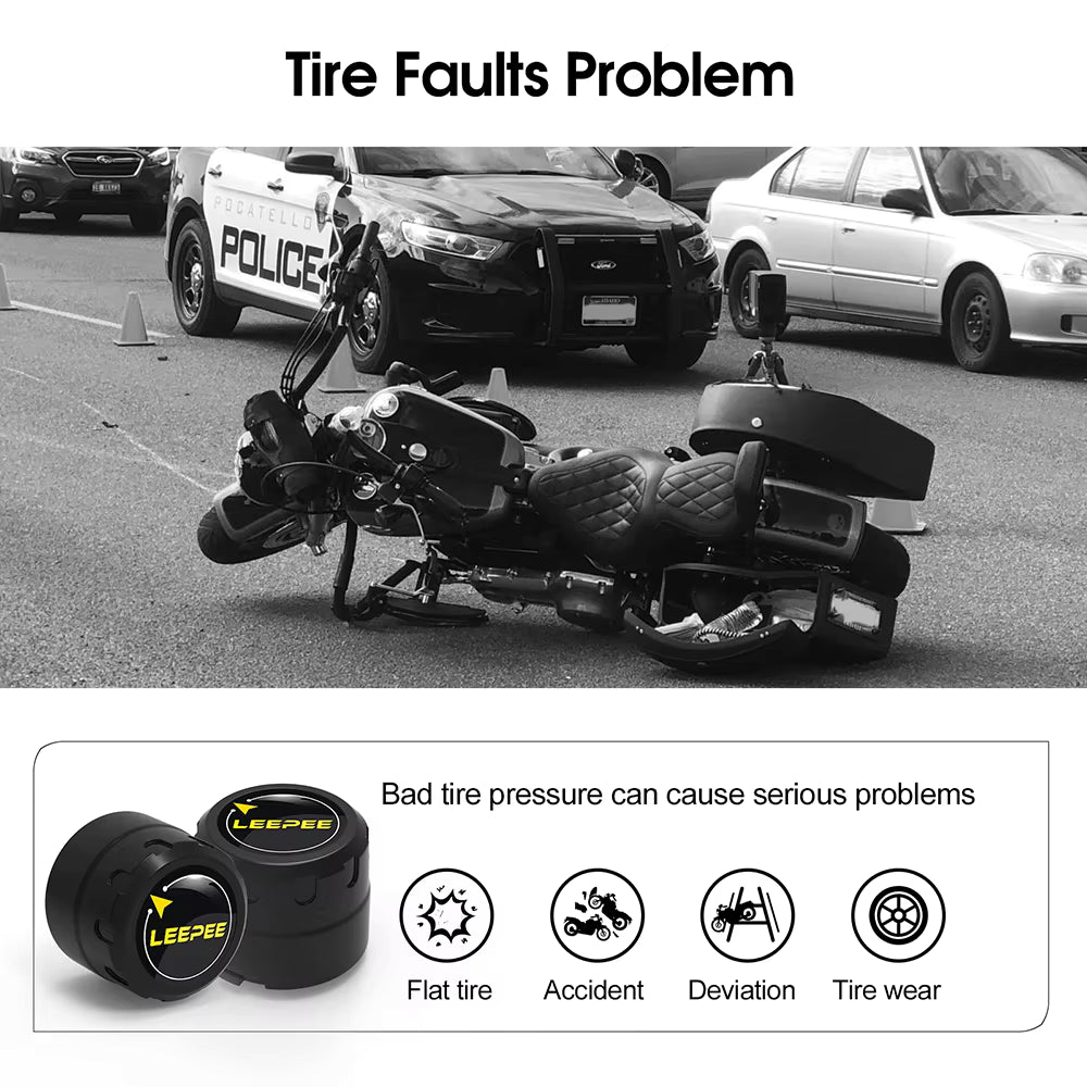Motorrad TPMS 2 Sensoren Bluetooth 4.0 5.0 Reifendrucküberwachungssystem Pit Bike Reifenprüfer Diagnose-Set Motorrad Zubehör