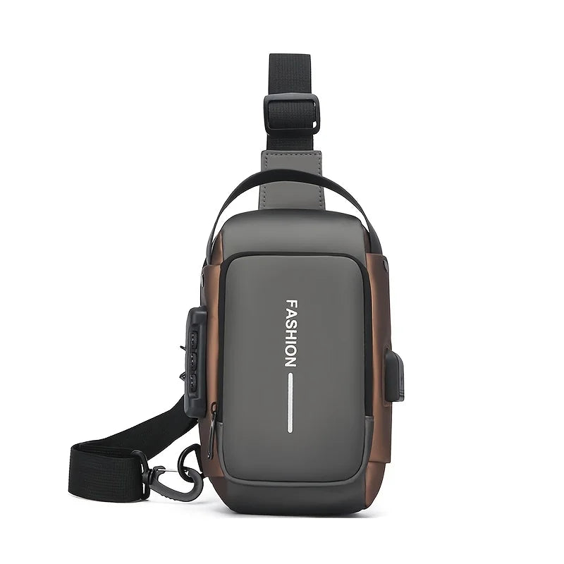 Men's motorcycle sling bag black and gold