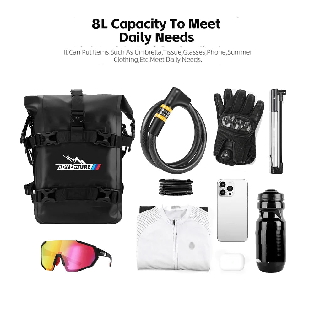 8L motorcycle crash bar bag waterproof storage