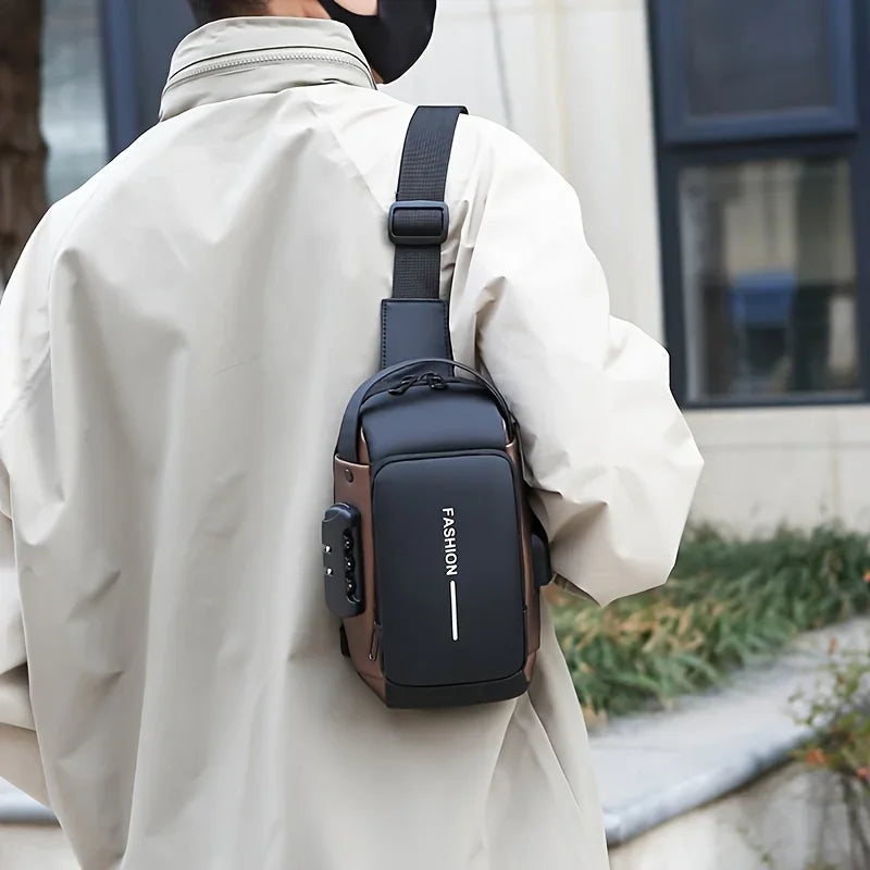 Motorcycle chest bag with zippered storage