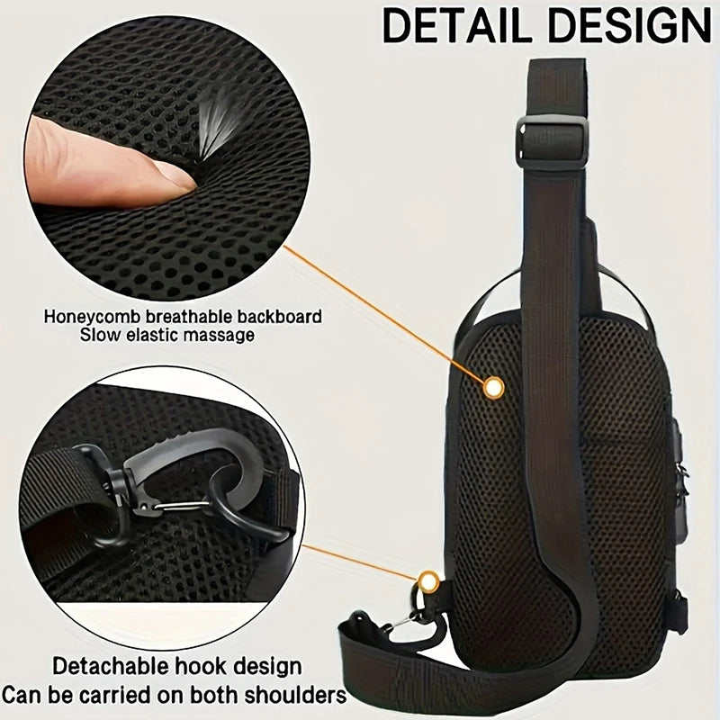 Men's Motorcycle Sling Bag – Oxford Fabric Crossbody Chest Bag