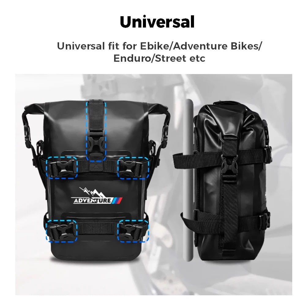 BMW adventure motorcycle crash bar storage bag