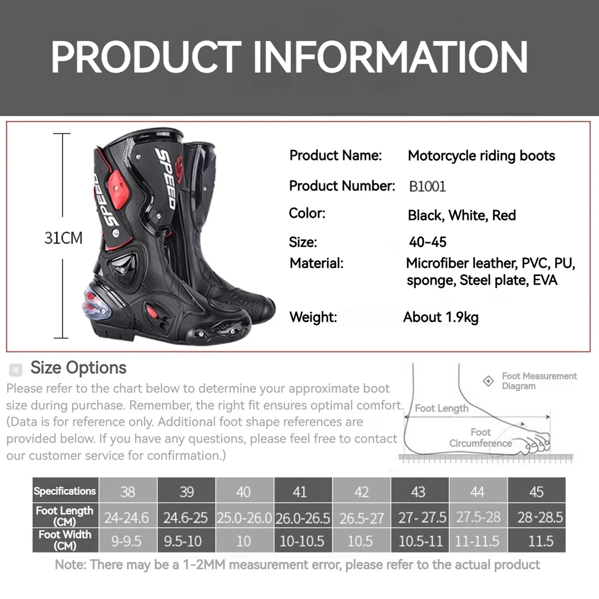 PRO-BIKER B1001 Motorcycle Riding Boots - product image 6