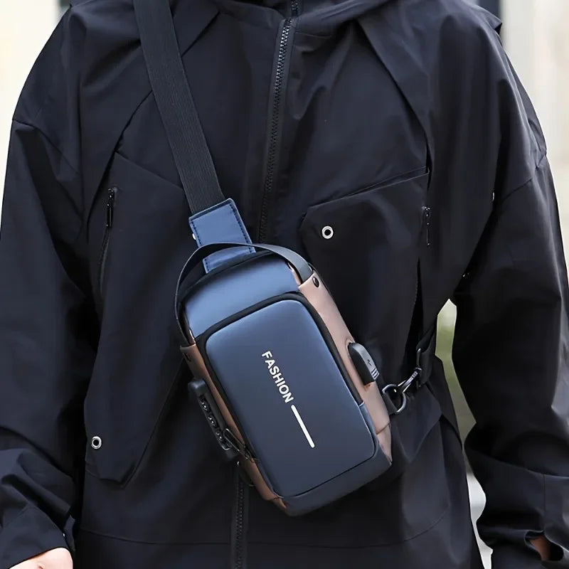 Motorcycle sling bag blue and gold