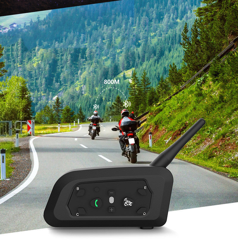 V6 Pro Helmet Bluetooth Intercom – 800m Range, Connects Up to 5 Riders