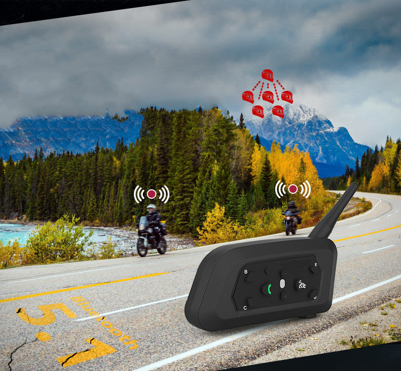V6 Pro Helmet Bluetooth Intercom – 800m Range, Connects Up to 5 Riders