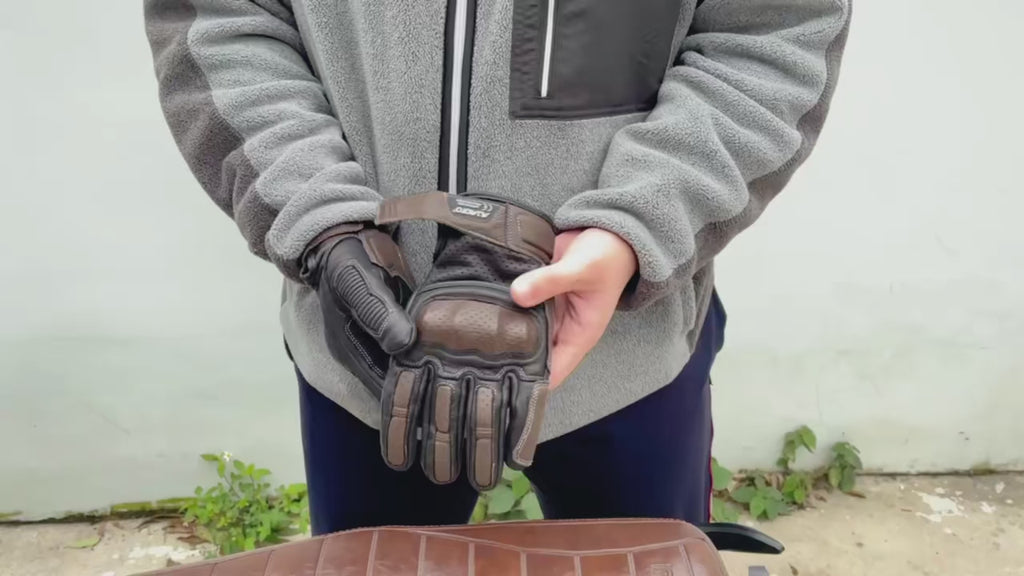 CE-zertifizierte perforierte Retro-Motorradhandschuhe aus Ziegenleder – Touchscreen, Frühling–Herbst